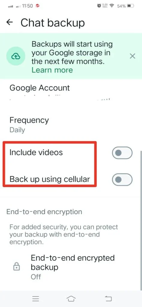 include videos and data in backup